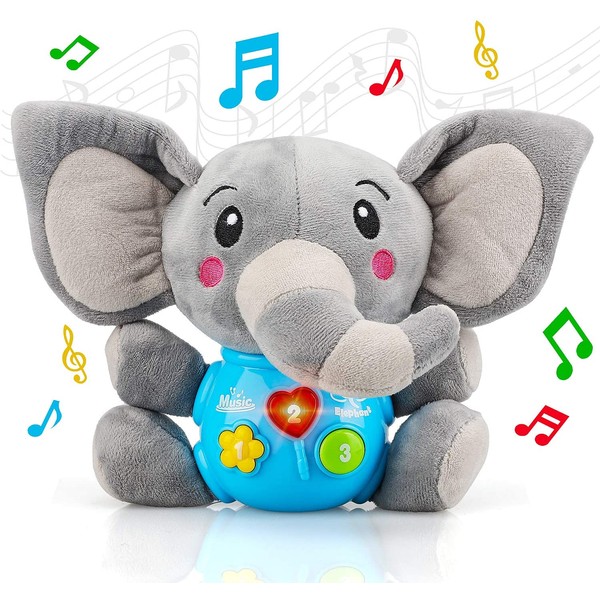 STEAM Life Plush Elephant Baby Toys - Educational Baby Toy - Musical Toy for Baby 0 to 36 Months - Baby Light Up Toys - Educational Musical Toys for Infants Babies Toddlers 0 3 6 9 12 month (Elephant)