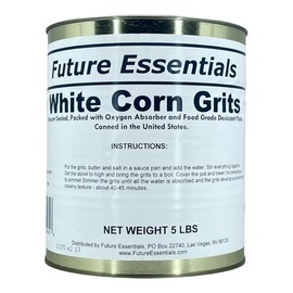 White Corn Grits | 5 lbs of White Corn Grits for Disaster Preparedness | Long Term Survival Emergency Food Supply | 30 Year Shelf Life | Size #10 Can | Made in the USA | Net Weight 5 Pounds per can