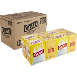 Glad Tall Handle-Tie Kitchen Trash Bags - 13 Gallon - 50 Count - 4 Pack (Packaging May Vary)