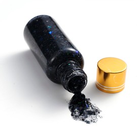 Holographic Body Glitter Gel, Mermaid Sequins Face Glitter Makeup for Body, Hair, Face, Nail, Eyeshadow, Long Lasting Waterproof Party Glitter for Festival Stage Nightclubs, 1oz (Black)