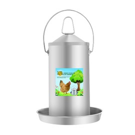 Automatic Chicken Waterer 4L/1.0Gal, 304 Food Grade Stainless Steel Heavy Duty Poultry Waterer with Handle, High Strength Structure 0.035 Inch Metal Thickness, No Assemble (Sliver, 4L/1.0Gal)