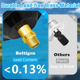 Boltigen RV City Water Inlet with Check Valve, 3/4 NH Female to 1/2 NPT Male Thread RV Water Connection Fittings, Lead-free Brass RV Fresh Water Fill Inlet Replacement with Dust Plug for RV Camper