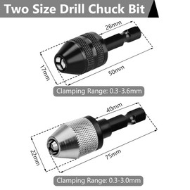 2 pieces drill chuck aluminium alloy with 10 pieces twist drill bits (0.8-3.0 mm), hand drill mini drill pin vise, keyless drill chuck for wood, plastic, jewellery, model making, DIY drilling