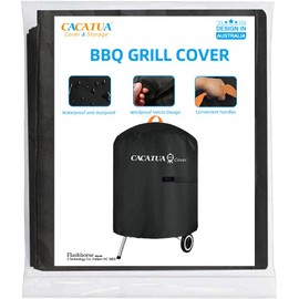 CACATUA Heavy Duty Waterproof BBQ Grill Cover, 210D Oxford Cloth, Adjustable Bottom Drawstring, UV-Resistant and Tear-Resistant Barbecue Grill Protector (M)