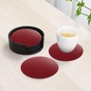 6 PCS Round Leather Coasters, 10cm Yellow Leather Coasters, Dual