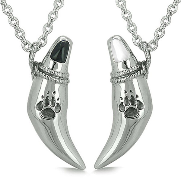 Amulets Love Couple Wolf Tooth Paw Lucky Charms Simulated Onyx