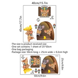 WOHAHA Mouse Print Wall Sticker, Wall Sticker, For Carrying Feeds, Stylish, Children's Room, Cute Animals, Wallpaper, Kitchen, Dining Room, Toy Room, Bedroom, Funny, Wall Sticker, Waterproof,