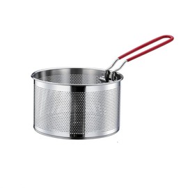 6.22 inch deep fryer basket, fry baskets with handle, heat resistant round deep fryer basket, frying basket for kitchen cooking, french fries, fried chicken, boiled vegetables, pasta.