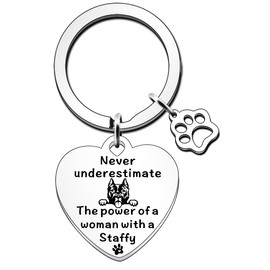 JETTOP Staffy Gifts for Women Staffy Dog Pet Lover Gift Staffy Dog Mum Gifts Keyring Gifts for Birthday Christmas Mothers Day Staffy Mum