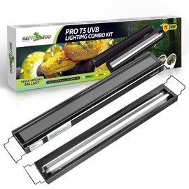 REPTI ZOO UVB Reptile Light, New Version T5 HO UVB Lighting Combo Kit, Reptile Terrarium Hood with 5.0 UVB Tube Bulb, Reptile Light Fixture 24W-22Inch