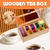 Bamboo Tea Bag Organizer Storage Box, 5 Compartments Bamboo Tea