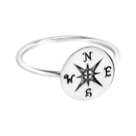 AeraVida 925 Sterling Silver Nautical Anchor and Compass Ring Fashionable Voyage Statement Jewelry Unisex Ring Durable Lightweight Travel-Inspired Gift for Men and Women