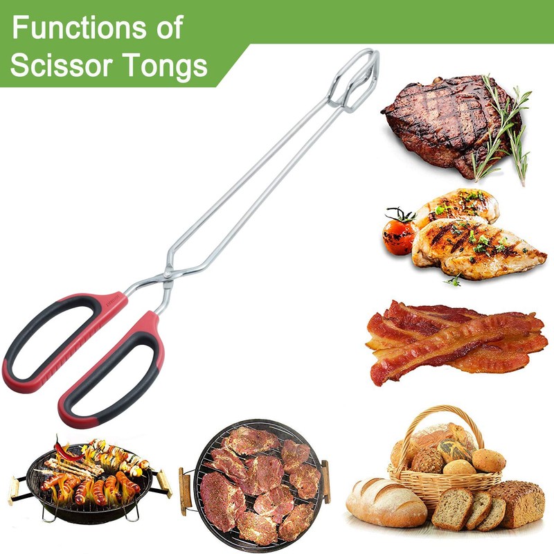 HINMAY Extra Long Scissor Tongs 16-Inch Stainless Steel Barbecue Grilling