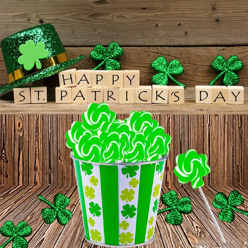 Fruidles St. Patrick's Shamrock Swirl Lollipop Green and White, Party