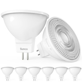 Sunco 6 Pack MR16 LED Light Bulb, 2 Pin GU5.3 Base, 5W=50W, 3000K Warm White, Dimmable, 500 LM, 25000 Lifetime Hours UL