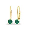 14K Yellow Gold 4mm Created Green Emerald May Birthstone Leverback