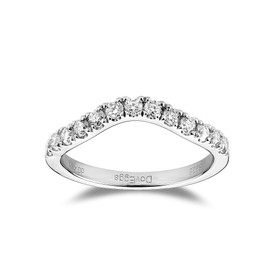 DovEggs Wedding Band for Women Half Eternity Curved Band 0.46CTW GHI 2mm Moissanite Lab Created Diamond 14k Gold QUALITY Sterling Silver Wedding Engagement Rings (5.5)