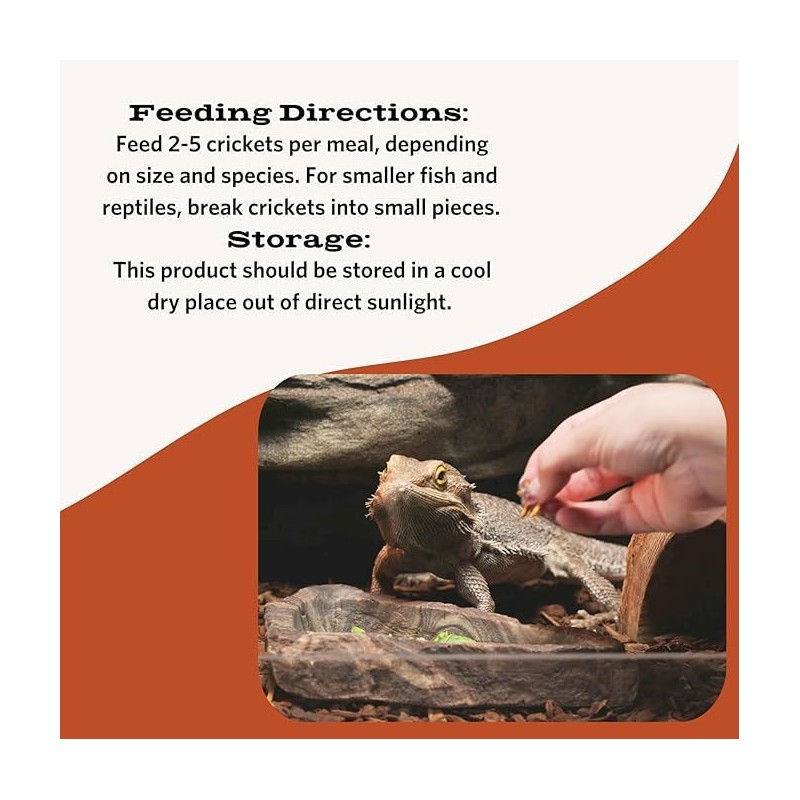 Fluker's Freeze Dried Crickets, Ideal for Reptiles, Birds, and Fish,