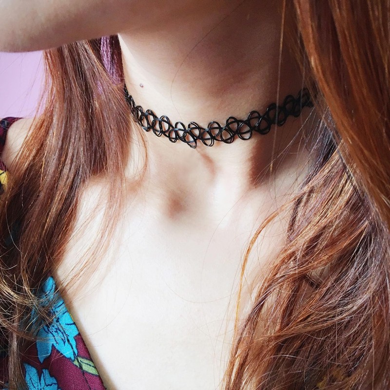 LEGITTA Set of 6 Choker Necklaces Stretch Velvet Classic Gothic
