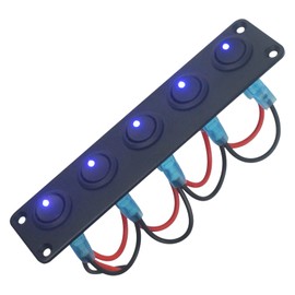 FanPaYY 5 Gang 3 Pin Rocker Switch Panel Waterproof 12-24V LED Toggle Switch Panel for Car Vehicle Trailer Truck SUV Marine Boat RV Ship