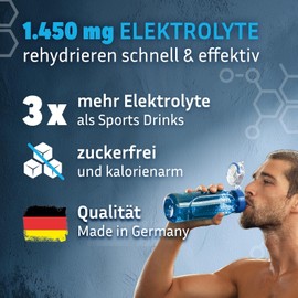 Rehydration Booster I 1,450 mg Electrolytes without Sugar I Sugar-free Electrolype Powder with 6 Vitamins, BCAA & Biotin I for Sports, Work and Party I Lemon I 24 Sticks