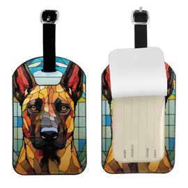 Belgian Malinois Luggage Tags for Suitcases,Travel Leather Luggage/Bag Name Tag Gift for Women,Men,Kids,Dog Lover, Cute Suitcase Tags Luggage Identifiers,Funny Baggage Tags for Travel