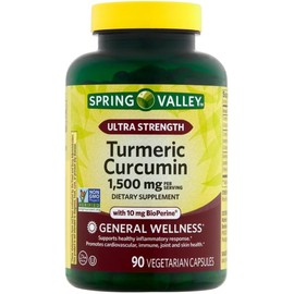 4 TOP CARE Turmeric Curcumin General Wellness Dietary Supplement Vegetarian Capsules, 1,500 mg, 90 Count