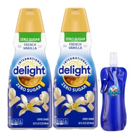 International Delight Int'l Delight French Vanilla Zero Sugar Coffee Creamer 32oz 2 packs with Bottle