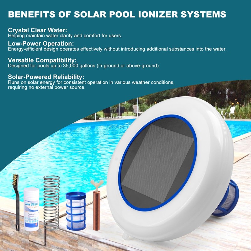 Solar Pool Ionizer for Above Ground Pool Up to 35,000