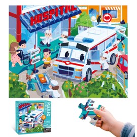 Puzzles for Kids Ages 4-8, Ambulance Kids Jigsaw Puzzle, Puzzles Toys Gifts for 4 5 6 7 8 Years Old Boys Girls(24Piece, 8.8 * 6.6 Inch)