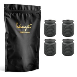 heimzeit Cabinet Knobs for Doors, Drawers and Dressers Made of High Quality Aluminium [Pack of 4] Ribbed Dark Grey Stylish Design Furniture Knobs with Single Hole Handle and Screws