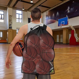 Sports Ball Bag Mesh – 30"x40" Large Capacity Mesh Ball Bag with Adjustable Strap for Basketball, Soccer, Volleyball & Swimming Gear