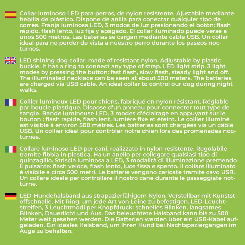 Arquivet - LED Light Up Collar Blue Medium 38-50cm 2.5cm