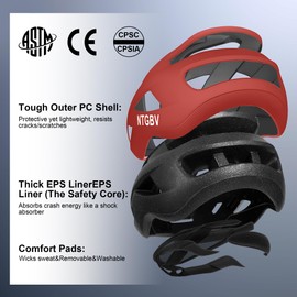 NTGBV Adult Bike Helmet for Men/Women with Helmet Bag 2 Removable Moisture-Wicking Liners Adjustable Dial Comfort Fit Lightweight Shockproof CPSC 1203 Safety Certified for Road-Ready/Urban-Commute/MTB