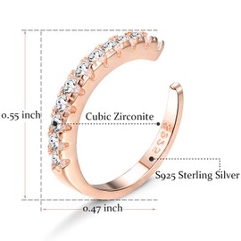 Milacolato 925 Sterling Silver CZ Pave Ear Cuffs Small Hoop Earrings for Womens Cubic Zirconia Huggie Non Piercing Earrings