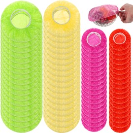 100 Piezas Fundas Elásticas para Alimentos Cubiertas de Almacenamiento de Alimentos Reutilizables de Colores Envoltura de Plástico Translúcido para Cu