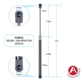 Addison Industries Heavy Duty 17 Inch (17"), 80 LBS (356 Newton) Force Each, Set of 4, Gas Strut Gas Spring Lift Support, Featuring Extra Wide 18 mm Tube / 8 mm Rod, Ideal for RV Motorhome