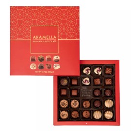 Aramella Belgian Chocolate Red Box w. Gift Bag (24 Pieces / 10.7oz / 305g)