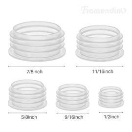 Framendino, 100 Pack Clear Salt and Pepper Shaker Stoppers Round Plastic End Caps Plastic Salt Shaker Plug Replacement for Pots Bottles Pipes (1/2 in, 9/16 in, 5/8 in, 11/16 in, 7/8 in)