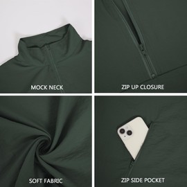 Men's Casual Quarter Zip Pullover Golf Windbreakers Athletic Lightweight Jacket Hiking Running Sweatshirt with Pockets