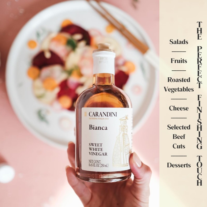 Carandini Bianca Sweet White Vinegar, Gluten-Free, Gourmet Italian White Condiment