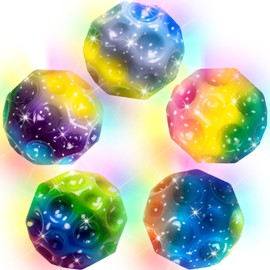 HOMQYTE Space Bounce Ball, Super High Bouncing Moon Foam Balls for Adults Improve Hand-Eye Coordination Sports Training (5P, ColorfulLight)