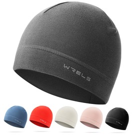 WRELS Winter Running Beanie Hat Thermal Stretchy Skull Caps Lightweight Cycling Sport Hat for Men Women Grey