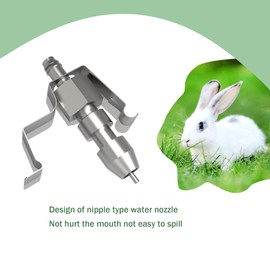 15pcs Stainless Steel Rabbit Watering Nipples Metal with Cage Rodent Waterering System (Grey, Large)