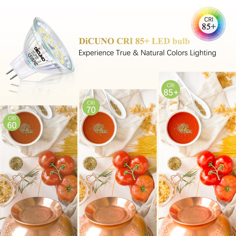 DiCUNO MR16 LED Bulbs Dimmable Daylight White 6000K 50W Halogen