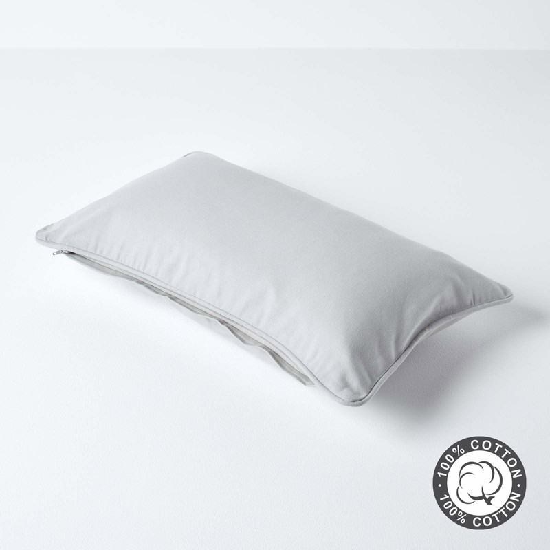 HOMESCAPES - 100% Cotton Plain Grey Cushion Cover- 30 x