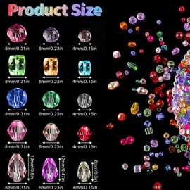 Crystal Beads, 600 Pcs Glass Beads, Assorted Crystal Beads for Jewelry Making, Rondelle Jewelry Beads with Container Box, Glass Beads Bulk for DIY Necklace Bracelet Earring(4/6/8mm, Mixed Color)