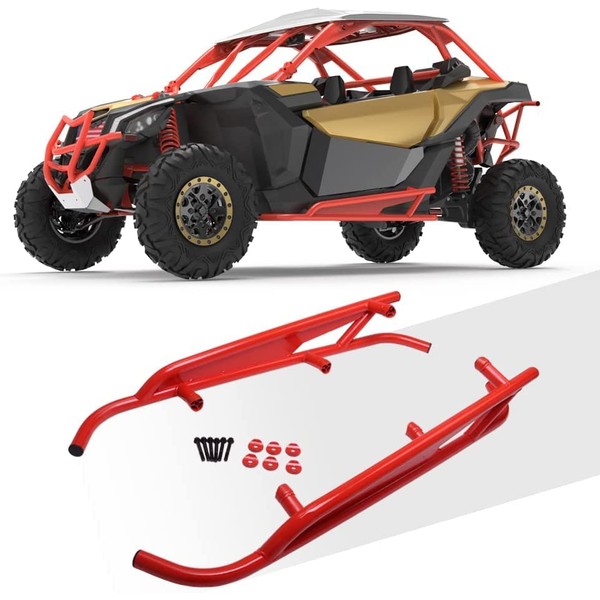 NIXFACE X3 Rock Slider Nerf Bars Tree Kicker Kit Fit for 2017-2022 Can Am Maverick X3/XRS/Turbo RR,Replacement for #715003438 - Red