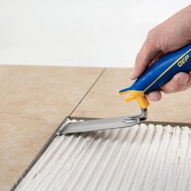 QEP 6 in. x 2 in. Comfort Grip Flat Margin Flooring Trowel with Bucket Hook, Silver (42112)