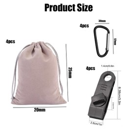 SIXHAOBU Pack of 4 Portable Weight Bags, Sandbags, Leg Weights with 4 Carabiners, 4 Clips, Suitable for Attaching Outdoor Curtains, Tents, Tablecloths, etc. to Prevent Wind